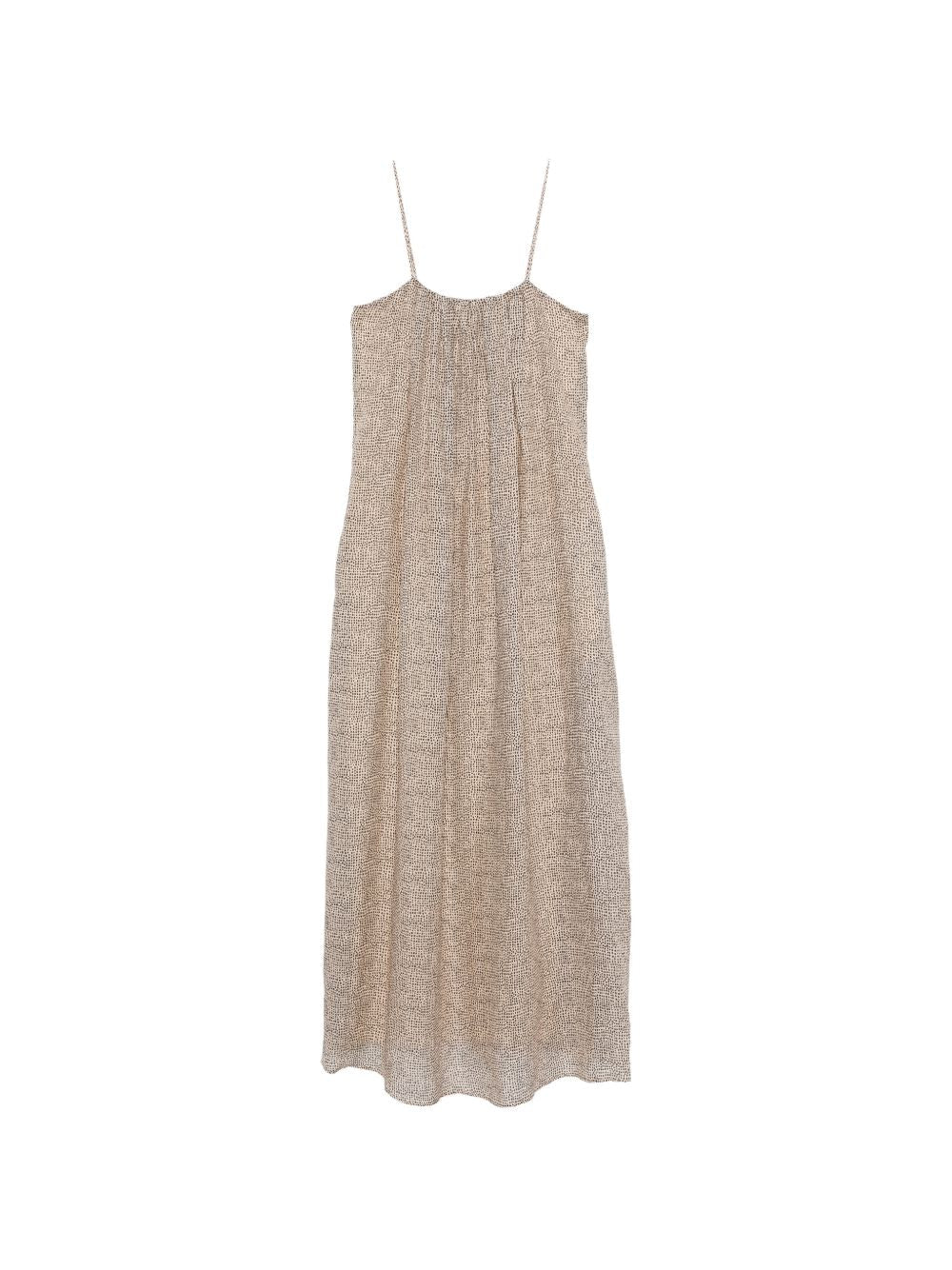Alysi Printed Ramie Midi Dress — Beige