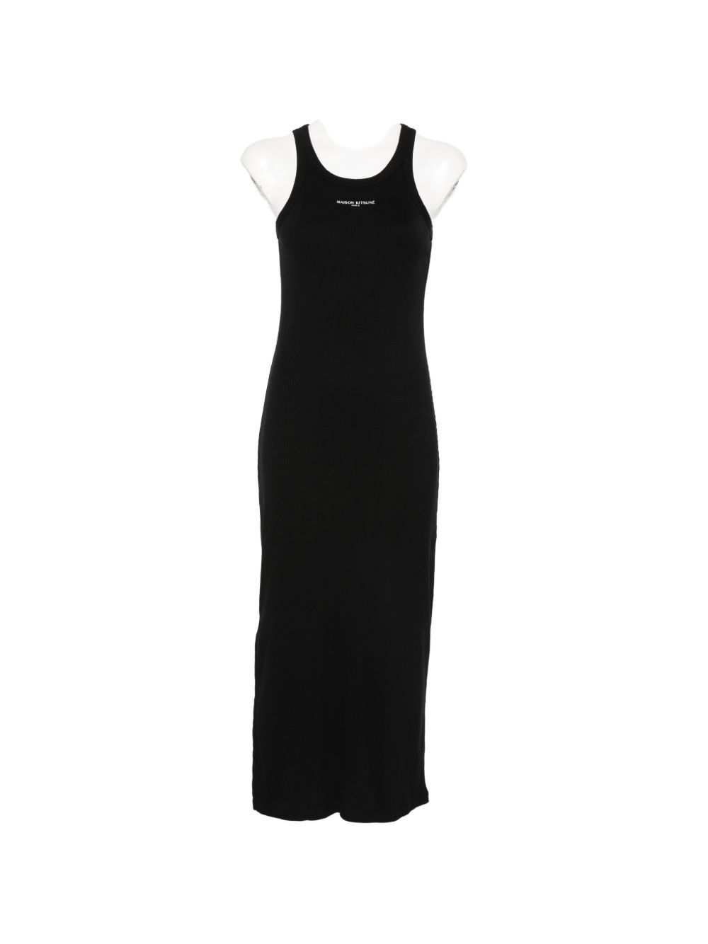 Maison Kitsuné Logo Ribbed Tank Dress — Black