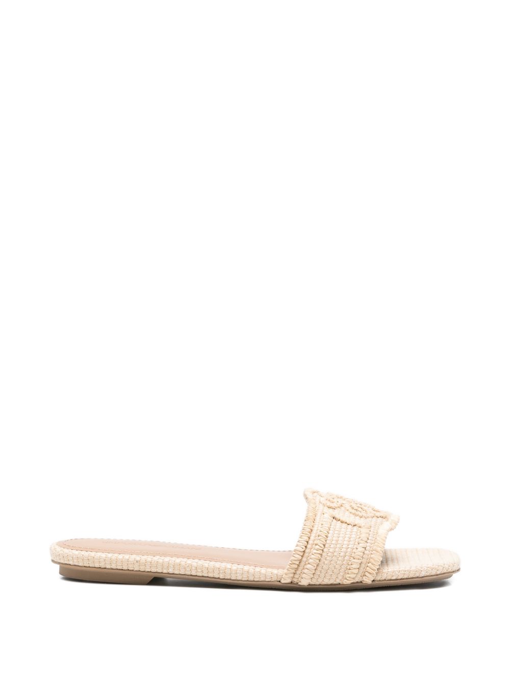 EMPORIO ARMANI EXCLUSIVE Woven Raffia Sandals — Beige
