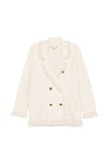 Elisabetta Franchi Fringed-Trim Cotton Blazer — cream