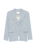 Circolo 1901 Striped Double-Breasted Blazer — Blue