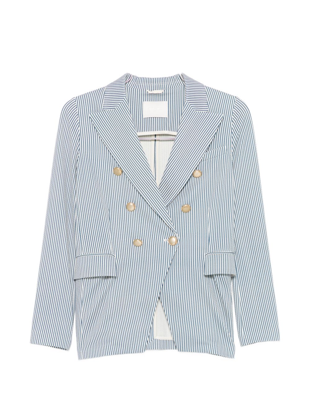 Circolo 1901 Striped Double-Breasted Blazer — Blue