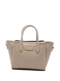 Emporio Armani Grained Leather Shopper Tote Bag — Beige