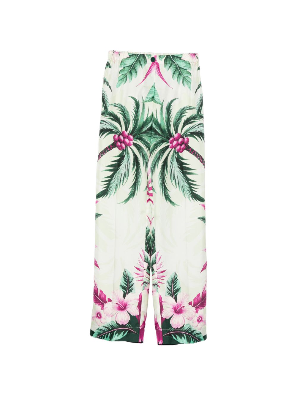 F.R.S . Floral-Printed Silk Trousers — Cream