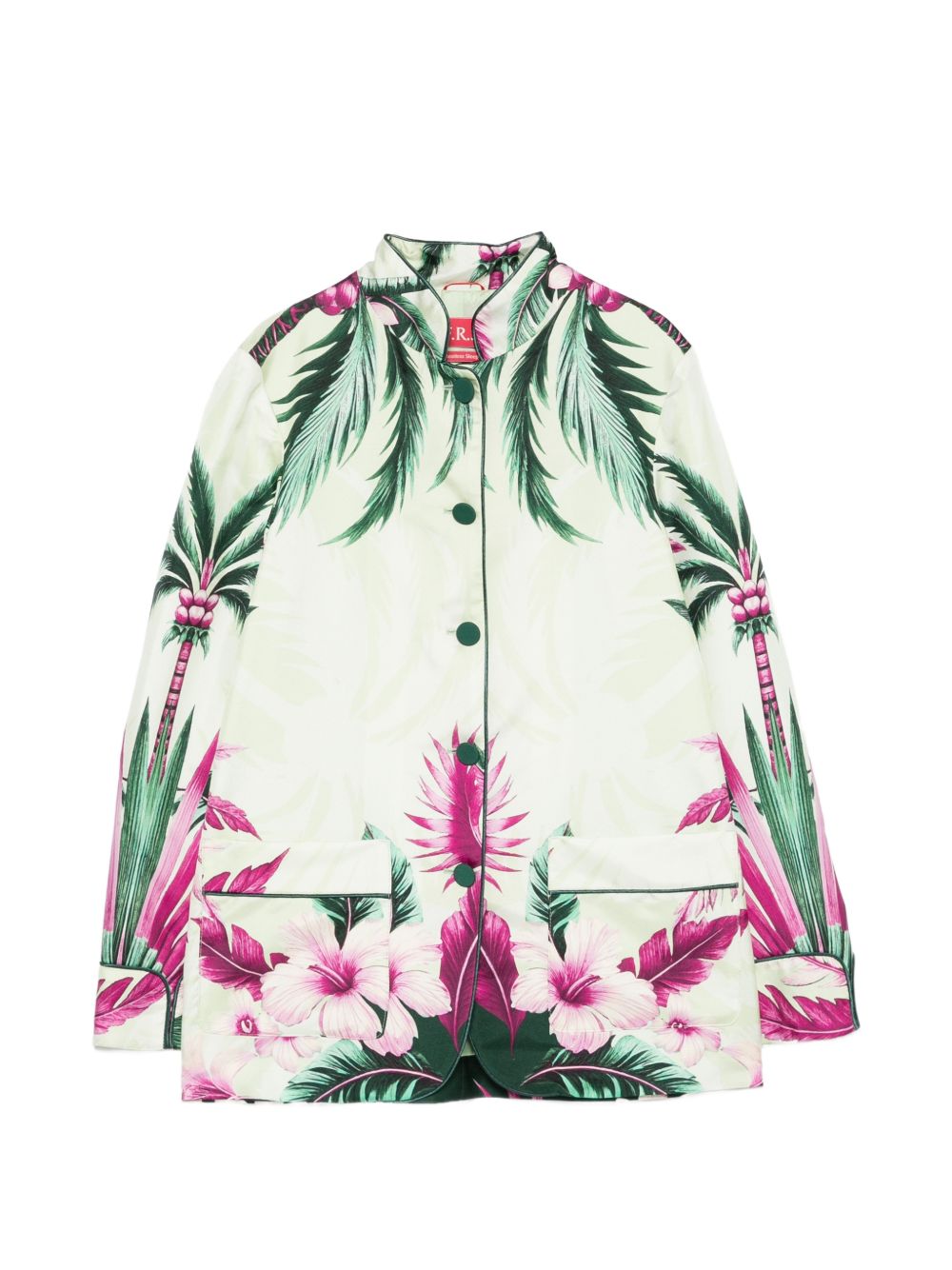 F.R.S . Tropical Floral Printed Silk Jacket — Cream