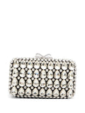 Self-Portrait Crystal-Embellished Satin Clutch — Black