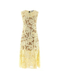 Self-Portrait Crochet Lace Floral Dress — Yellow