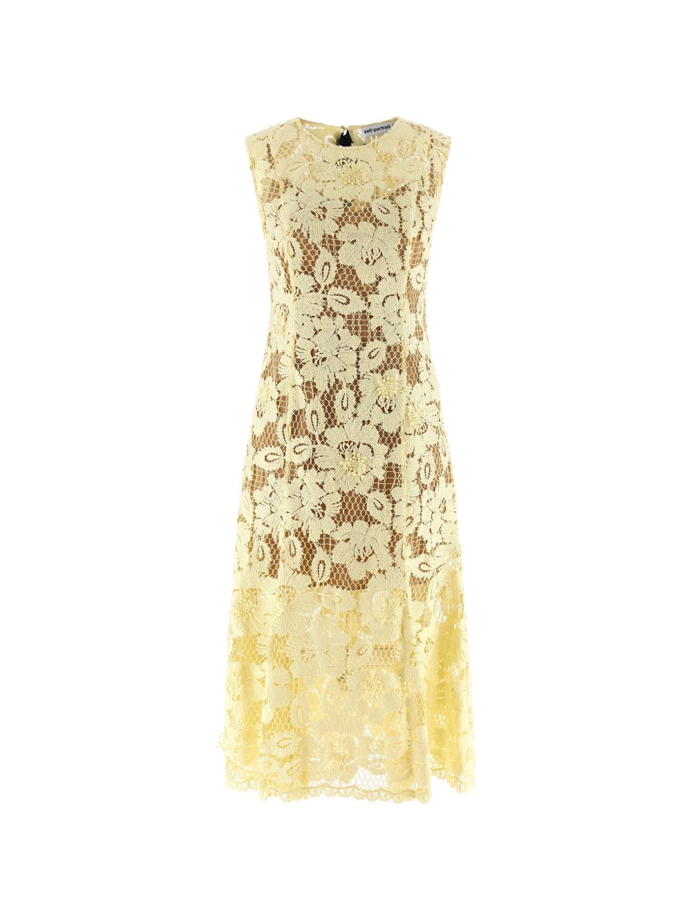 Self-Portrait Crochet Lace Floral Dress — Yellow