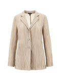 Emporio Armani Pleated Texture Blazer — Beige
