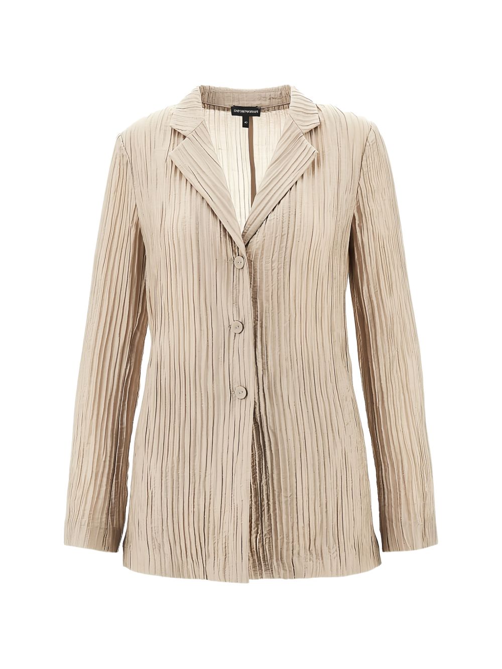 Emporio Armani Pleated Texture Blazer — Beige