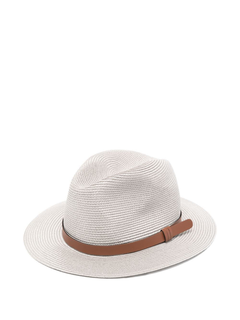 Emporio Armani Straw-Woven Fedora — Grey