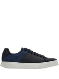 Ferragamo Monogram Low-Top Leather Sneaker — Black