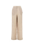 Emporio Armani Pleated Crepe Trousers — Beige