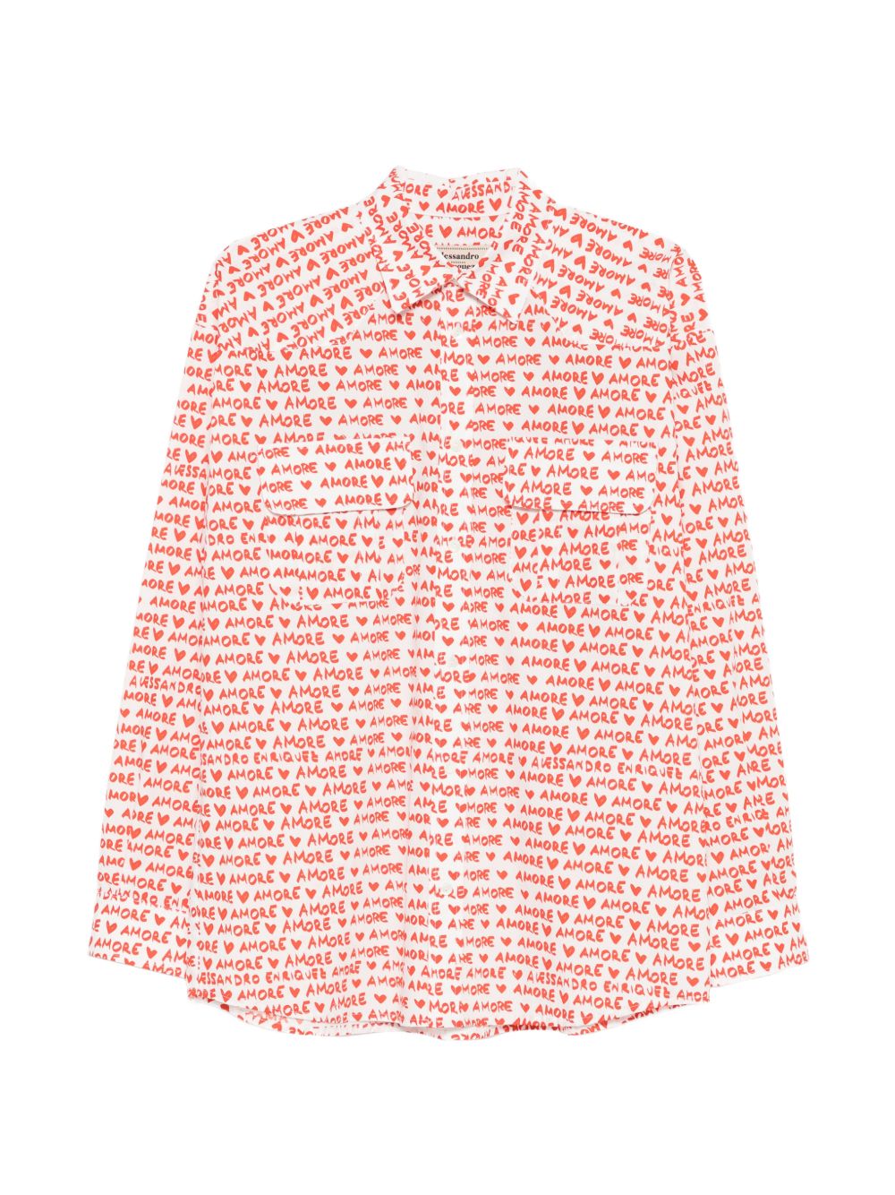 Alessandro Enriquez Amore Print Cotton Shirt — White