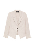 Emporio Armani Linen Single-Breasted Blazer — Sand