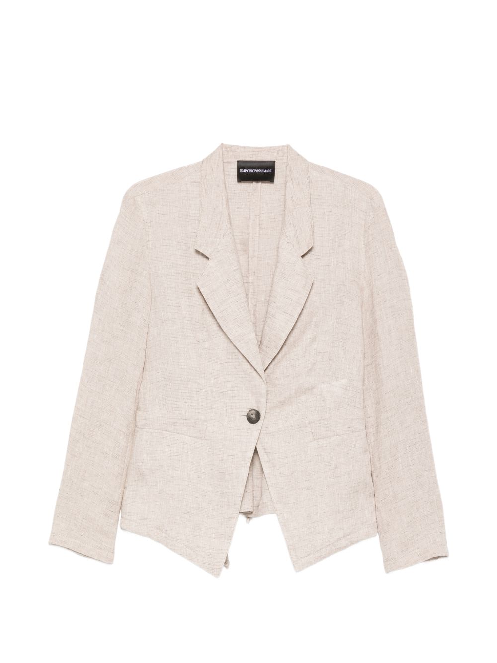 Emporio Armani Linen Single-Breasted Blazer — Sand