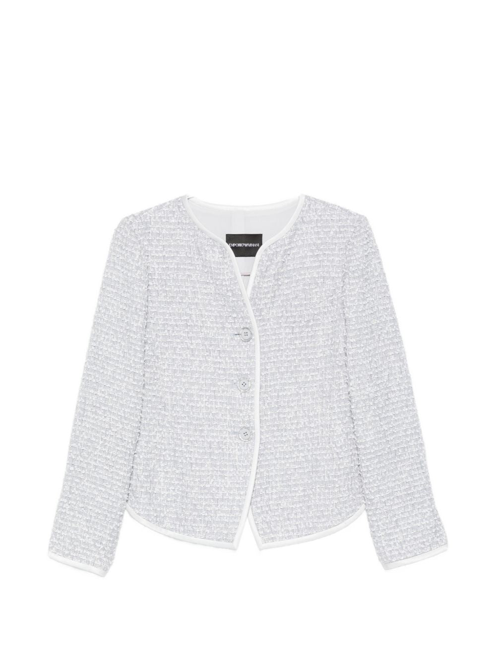 Emporio Armani Textured Wool Blend Blazer — White