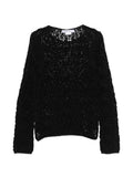Comme Comme Open-Knit Crewneck Sweater — Black