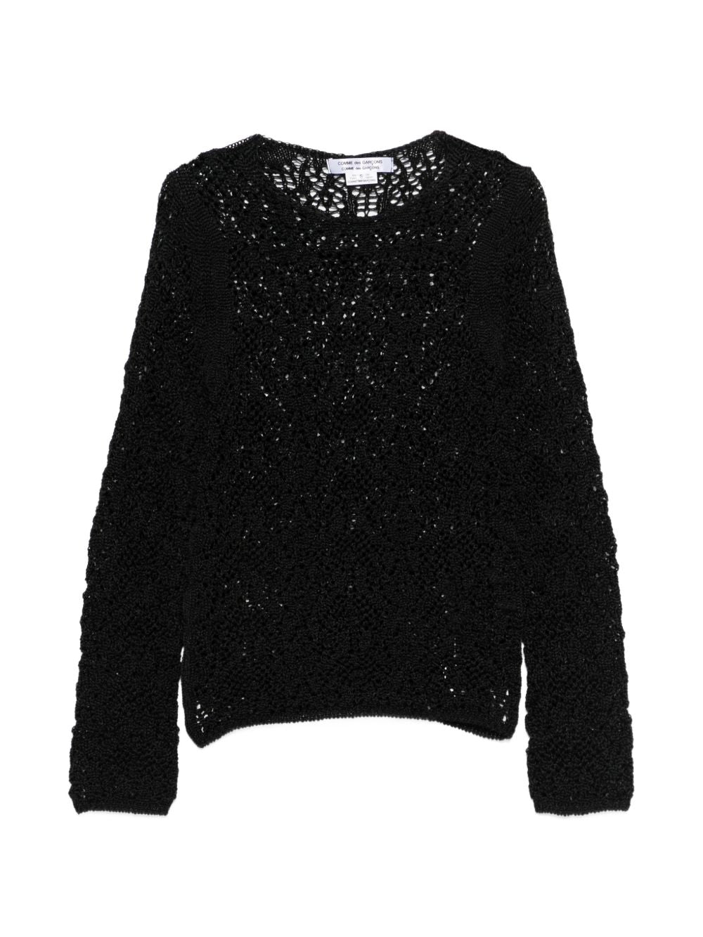 Comme Comme Open-Knit Crewneck Sweater — Black
