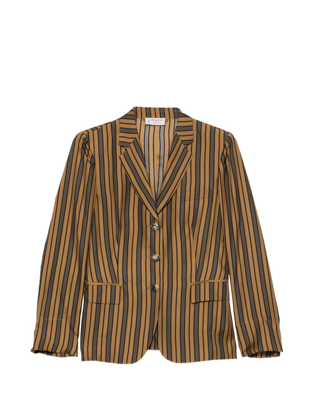 Alberto Biani Striped Silk Blazer — Brown