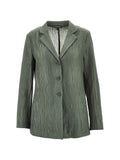 Emporio Armani Pleated Single-Breasted Blazer — Sage Green