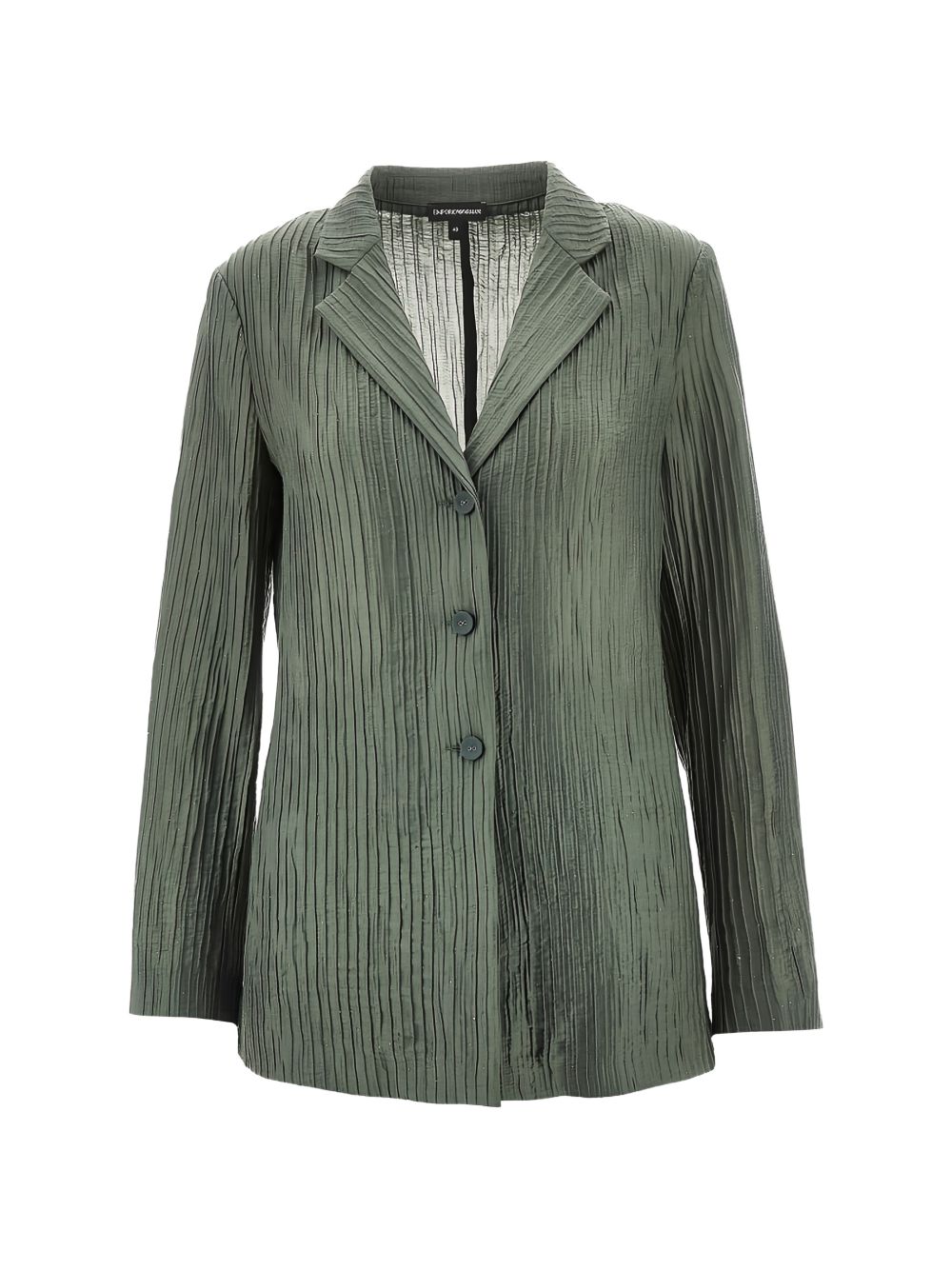 Emporio Armani Pleated Single-Breasted Blazer — Sage Green