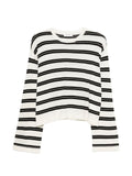 Soft Goat Striped Cashmere-Silk Blend Sweater — Cream