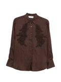 Ermanno Firenze Lace-Embellished Shirt — Brown
