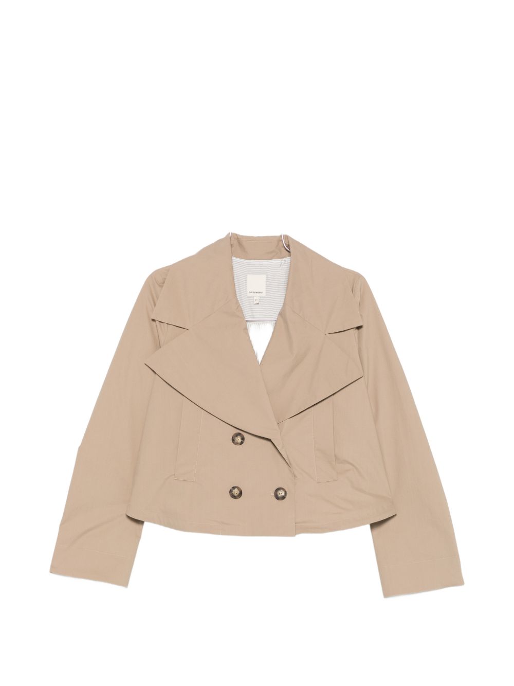 Emporio Armani Cotton Double-Breasted Blazer — Beige