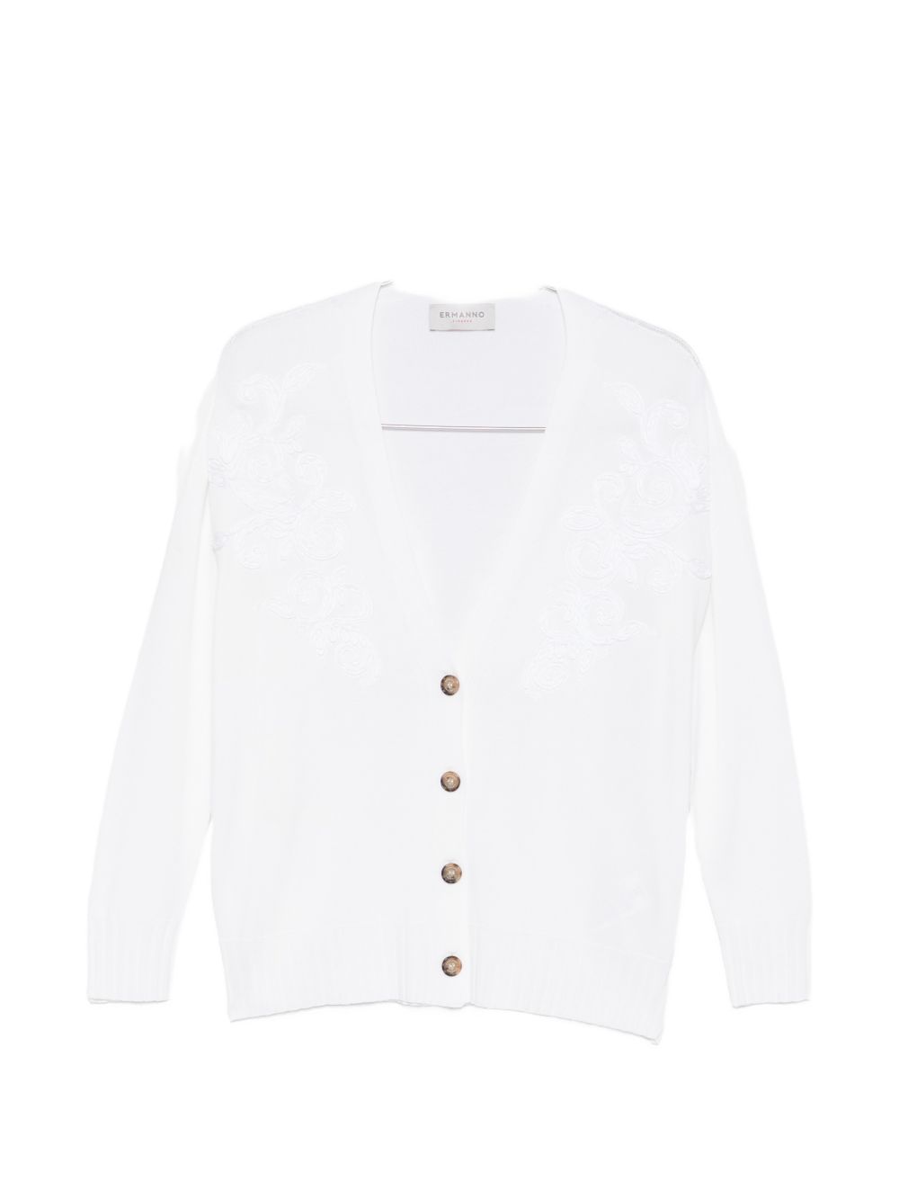 Ermanno Firenze Cotton-Blend V-Neck Cardigan — White