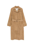Golden Goose Suede Leather Trench Coat — Beige