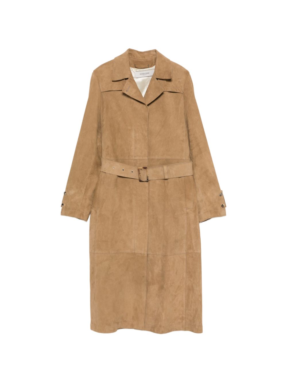 Golden Goose Suede Leather Trench Coat — Beige