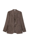 Boglioli Linen Check Blazer — Brown