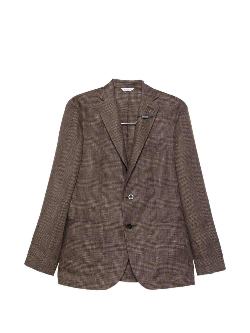 Boglioli Linen Check Blazer — Brown