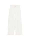 Emporio Armani Linen Blend Trousers — Cream