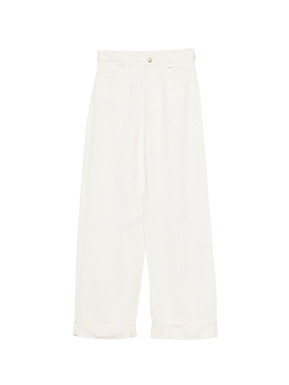 Emporio Armani Linen Blend Trousers — Cream