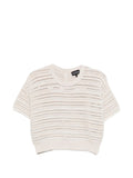 Emporio Armani Open-Knit Cotton Sweater — Beige