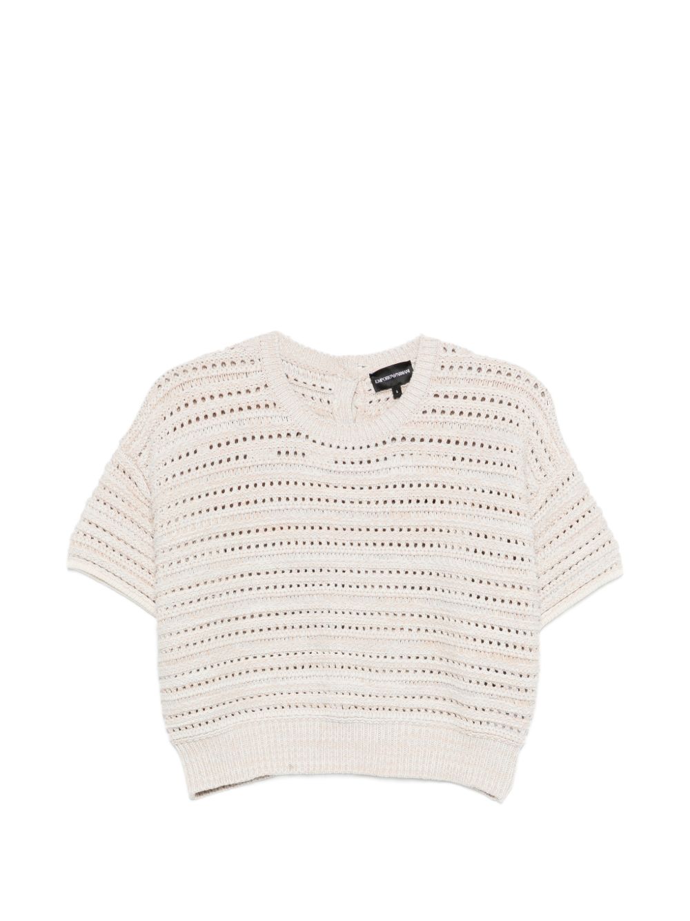 Emporio Armani Open-Knit Cotton Sweater — Beige