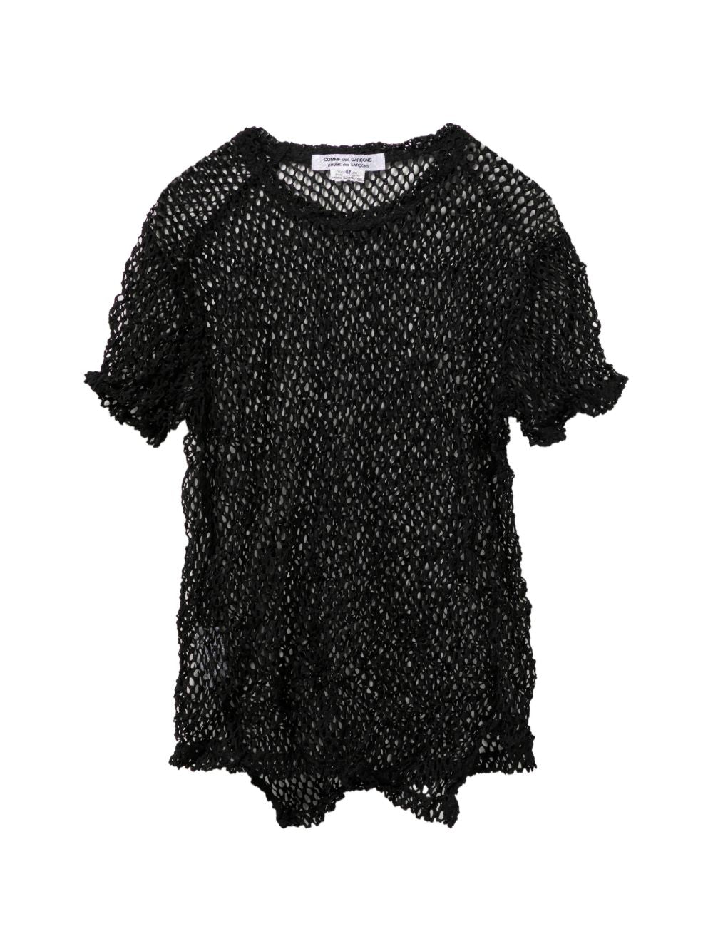 Comme Comme Open-Knit Fishnet T-Shirt — Black