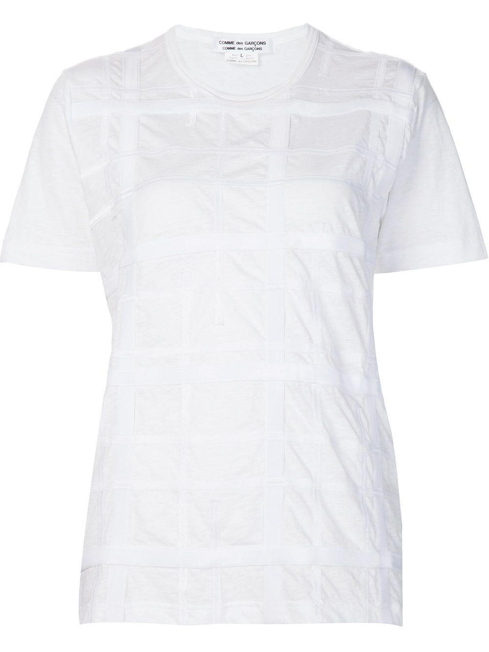 Comme Comme Cotton Ribbon Appliqué T-shirt — White