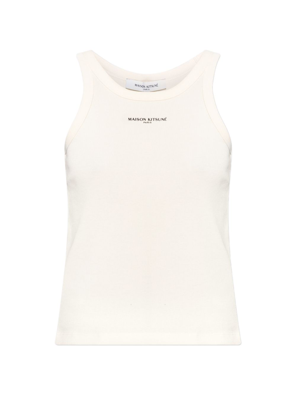 Maison Kitsuné Logo-Embroidered Cotton Tank Top — White