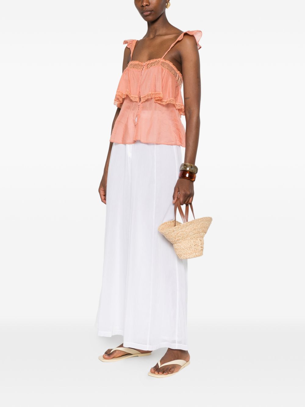 Forte Forte Color-Block Voile Dress — Coral