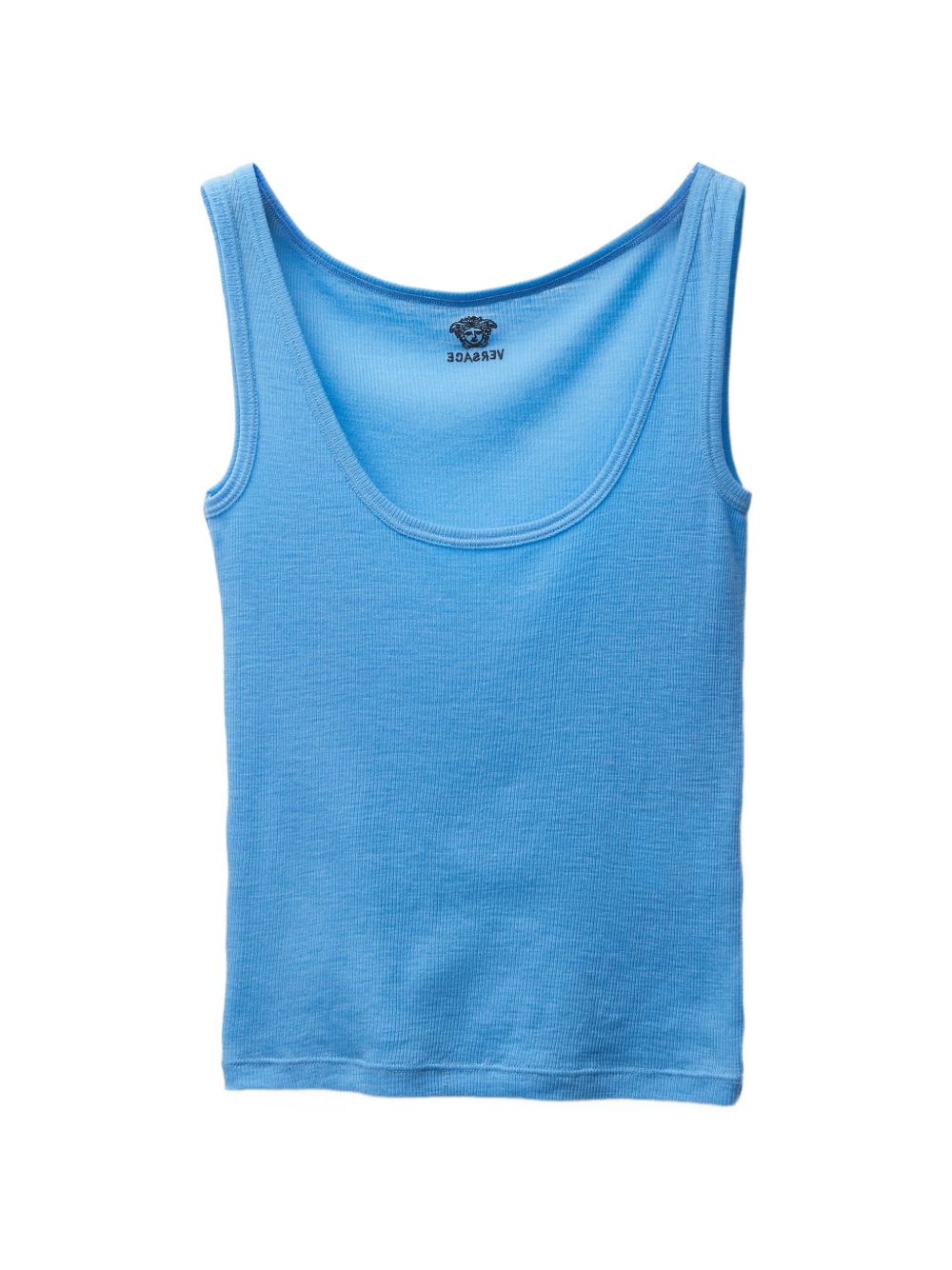 Versace Ribbed Wool Tank Top — Blue