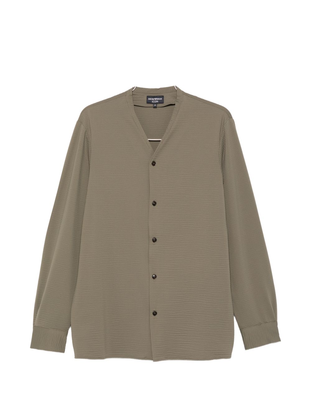 Emporio Armani Textured Cotton Shirt — Khaki