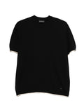 Emporio Armani Contrast-Trim Cotton Knit T-shirt — Black