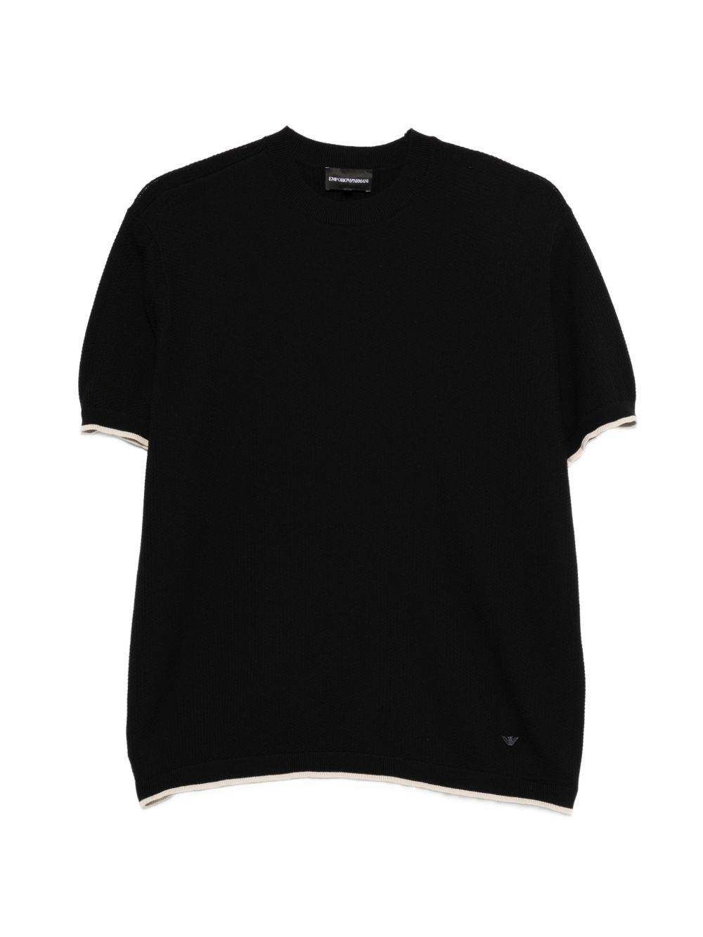 Emporio Armani Contrast-Trim Cotton Knit T-shirt — Black