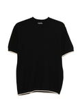 Emporio Armani Contrast-Tipped Cotton Knit T-Shirt — Black
