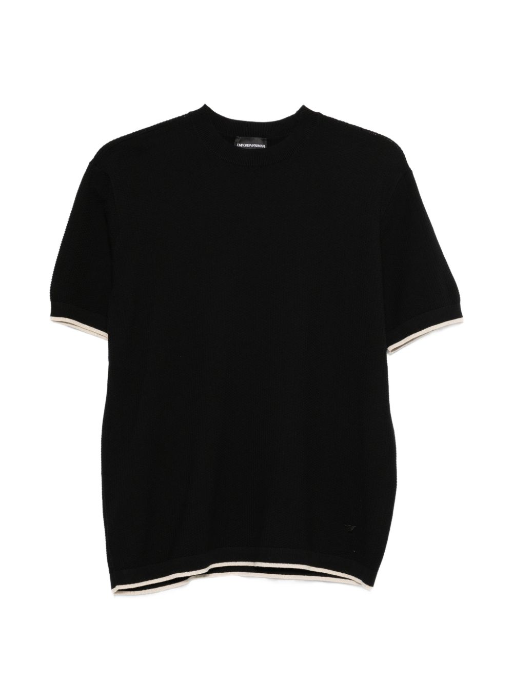 Emporio Armani Contrast-Tipped Cotton Knit T-Shirt — Black