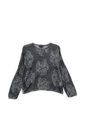 Emporio Armani Embroidered Floral Crewneck Sweater — Charcoal