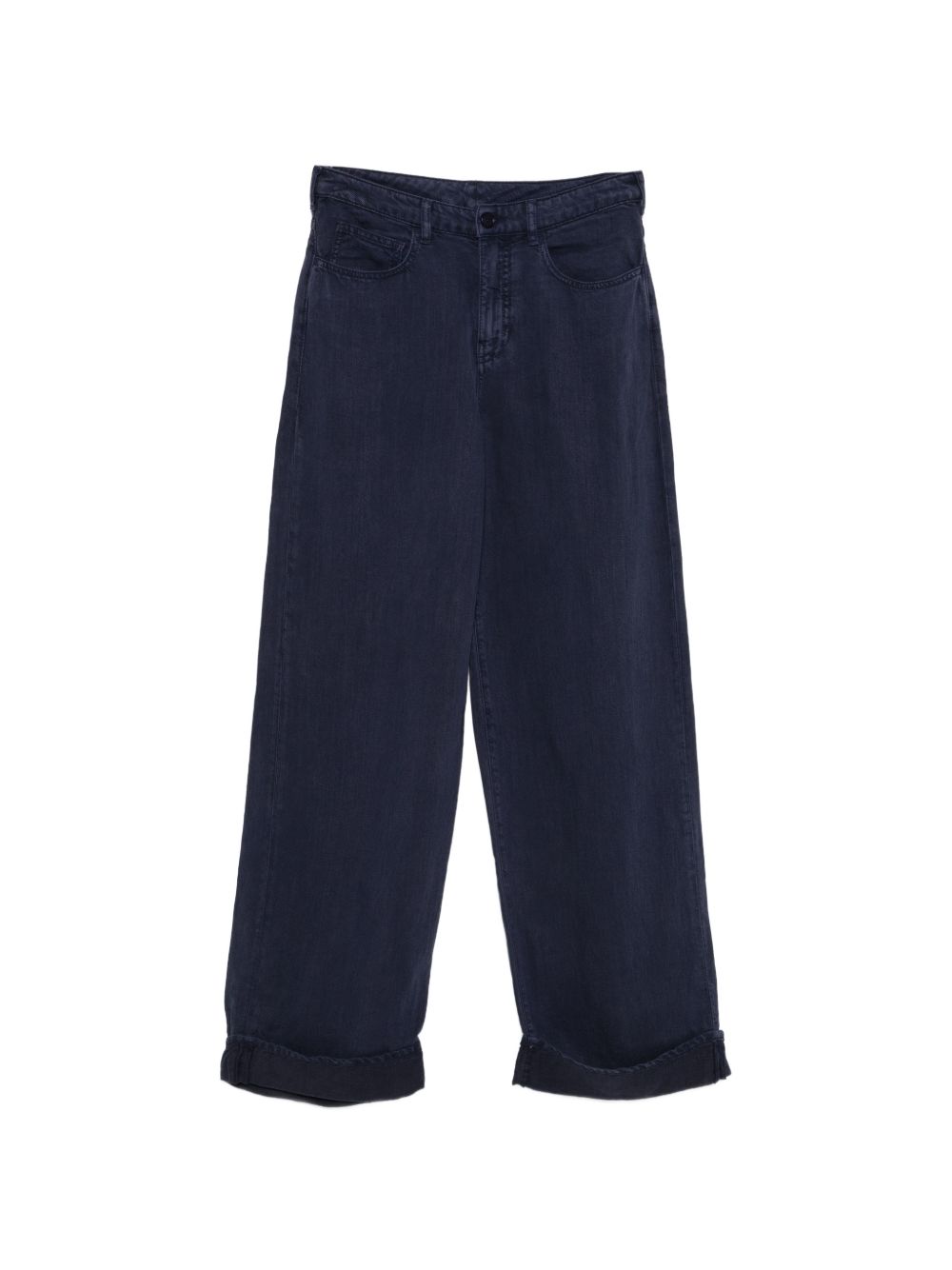 Emporio Armani Linen Blend Trousers — Navy
